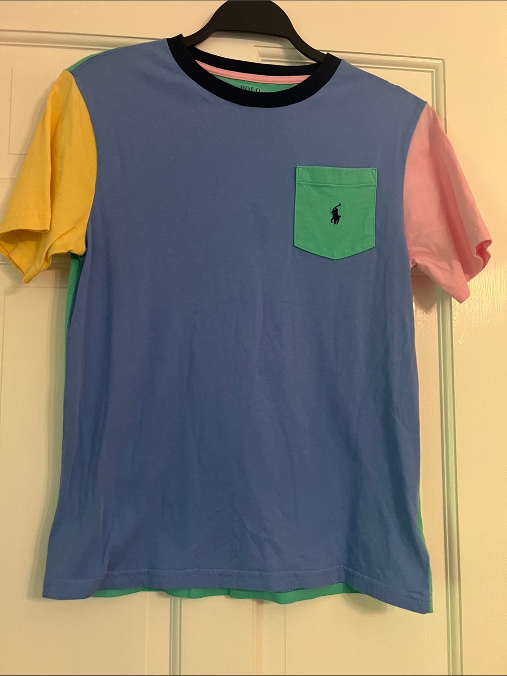 Polo by Ralph Lauren Multicolor Colorblock Pocket Tee - Blue/Green/Pink/Yellow